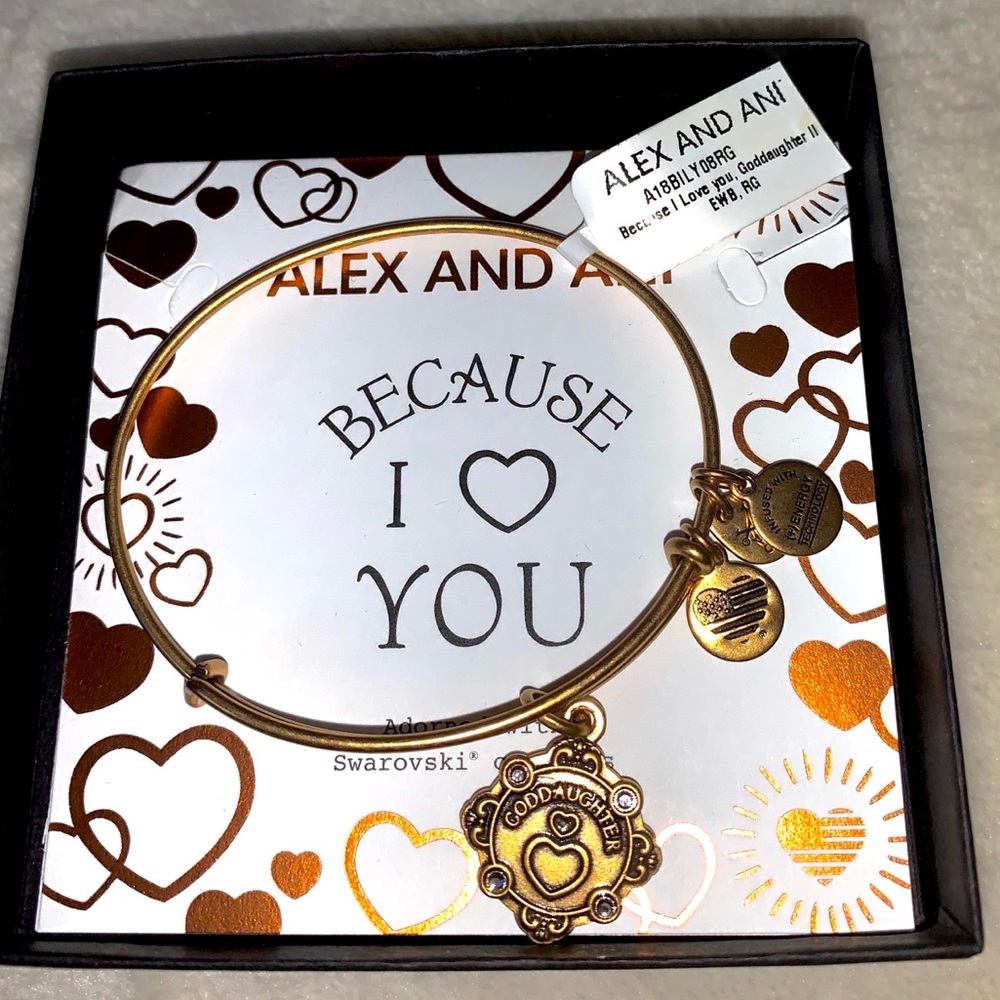NWT Alex and Ani Gold Because I Love You Bracelet